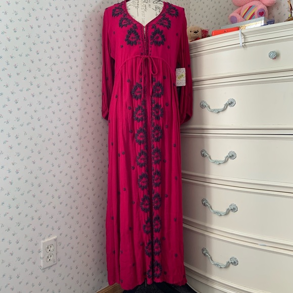 Free People V Embroidered Maxi Dress
